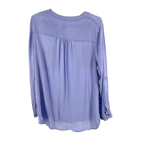 Chico’s L blue purple rayon popover top office lightweight business casual - Picture 2 of 10